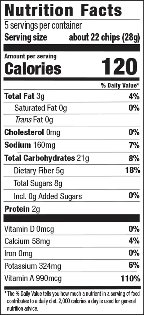 Sweet Potato Chips Nutrition Facts